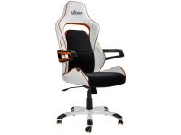 Siège PC Nitro Concepts E220 Evo - Blanc/Orange/Simili Cuir/1D