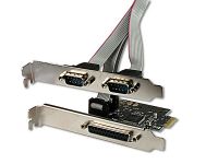 Carte Controleur Connectland PCI-E 1x - 2x ports DB9 (serie) + 1x Parallele